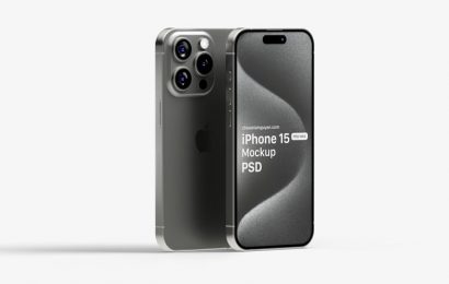 Share file PSD thiết kế mockup iPhone 15 pro max khung viền titanium
